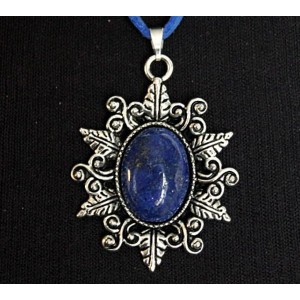 Кулон из лазурита (синий), овал 18х13мм, оправа "папоротник"