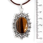 Кулон из тигрового глаза, овал 25х18мм, оправа "клумба"