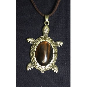 Кулон из тигрового глаза "черепаха", овал 25х18мм, цвет бронза