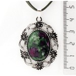 Кулон из цоизита, овал 25х18мм, оправа "торжество"