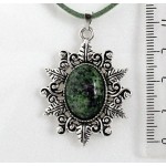 Кулон из цоизита, овал 18х13мм, оправа "папоротник"