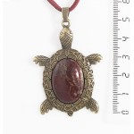 Кулон из яшмы красно-коричневой "черепаха", овал 25х18мм, цвет бронза