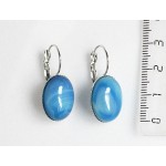 Cерьги из агата синего (тонировка), овал 18х13мм замок петелька