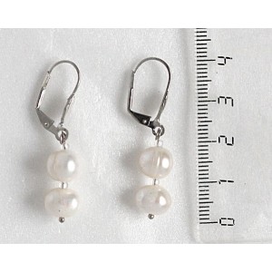 Серьги из жемчуга, цвет БЕЛЫЙ, 2 шарика