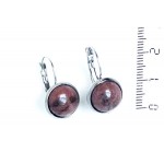 Серьги из родонита, круг 12мм, нерж. сталь