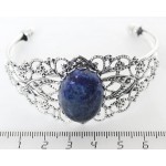 Браслет из лазурита, овал 25х18мм, жесткая основа цвет ант.серебро