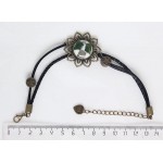 Браслет из хромдиопсида и пирита "цветок", мозаика, белый фон, круг 18мм