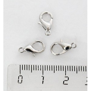 Замок карабин 12 мм цвет никель без колечка