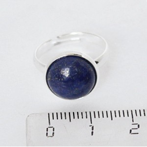 Кольцо с лазуритом (синий), круг 12мм, безразмерное