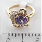 Кольцо с цирконом сиреневым "4 стразы + цирконы"