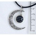 Кулон из агата черного "луна", круг 12мм