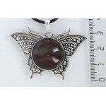 Кулон из агата кофейного (тонировка) "бабочка", круг 20мм