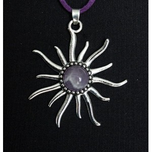 Кулон из аметиста "солнышко", круг 12мм, гладкий