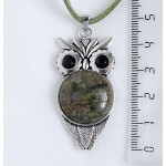 Кулон из унакита "сова", круг 20мм