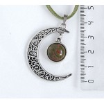 Кулон из унакита "луна", круг 12мм