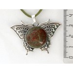 Кулон из унакита "бабочка", круг 20мм