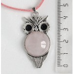 Кулон из кварца розового "сова", круг 20мм