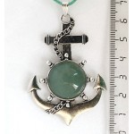 Кулон из кварца зеленого "якорь", круг 20мм
