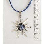 Кулон из лазурита (бело-синий) "солнышко", круг 12мм