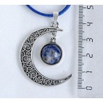 Кулон из лазурита (бело-синий) "луна", круг 12мм