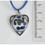 Кулон из лазурита и пирита, мозаика, оправа "сердечко", круг 18мм