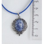 Кулон из лазурита (бело-синий), овал 18х13мм, оправа "трилистник"