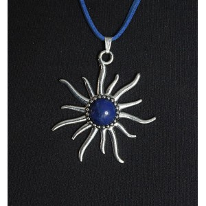 Кулон из лазурита (синий) "солнышко", круг 12мм