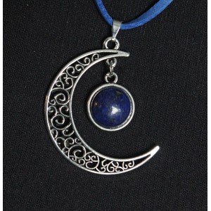 Кулон из лазурита (синий) "луна", круг 12мм