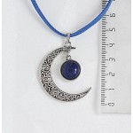 Кулон из лазурита (синий) "луна", круг 12мм