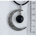 Кулон из обсидиана снежного "луна", круг 12мм