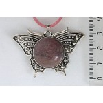 Кулон из родонита "бабочка", круг 20мм