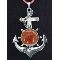 Кулон из сардоникса "якорь", круг 20мм