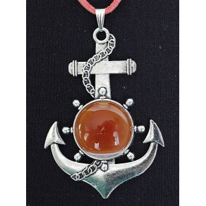 Кулон из сардоникса "якорь", круг 20мм
