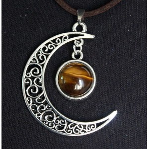 Кулон из тигрового глаза "луна", круг 12мм