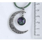 Кулон из цоизита "луна", круг 12мм