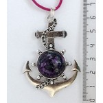 Кулон из цоизита "якорь", круг 20мм