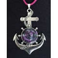 Кулон из цоизита "якорь", круг 20мм