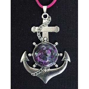 Кулон из цоизита "якорь", круг 20мм
