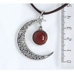 Кулон из яшмы красной "луна", круг 12мм