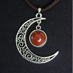 Кулон из яшмы красной "луна", круг 12мм