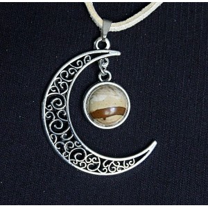 Кулон из яшмы песочной "луна", круг 12мм