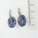 Серьги из лазурита (бело-синий), овал 18х13мм, замок петелька