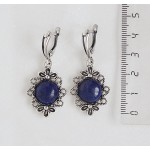 Серьги из лазурита (синий) "2 цветка", круг 12мм