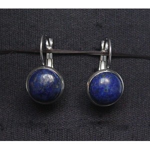 Cерьги из лазурита (синий), круг 12мм, нерж. сталь