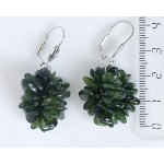 Серьги из хромдиопсида, галтовка, 3 нити, 2см