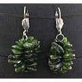 Серьги из хромдиопсида, галтовка, 3 нити, 2см