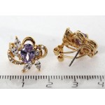 Серьги из циркона сиреневый "4 стразы + цирконы"