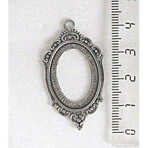Основа для кабошона "медальон", сеттинг овал 25х18мм, цвет серебро с чернением, сквозная