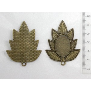 Основы для кулона "лист", сеттинг овал 25х18мм, цвет ант. бронза