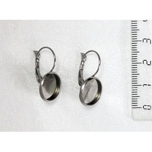 Основа для серег с сеттингом, круг 12мм, замок петелька, нерж.сталь, ПАРА